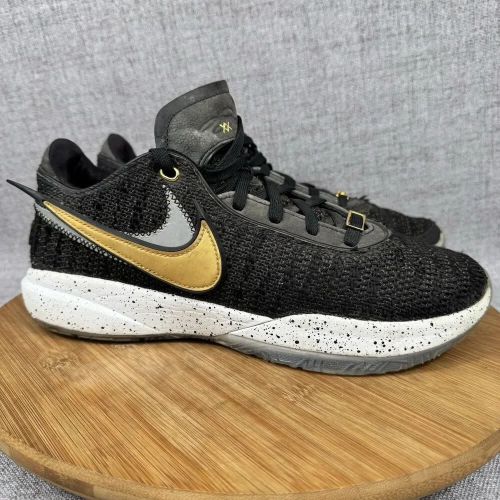 Nike LeBron 20 Black Metallic Gold Basketball Shoes Sneakers Men's 8.5